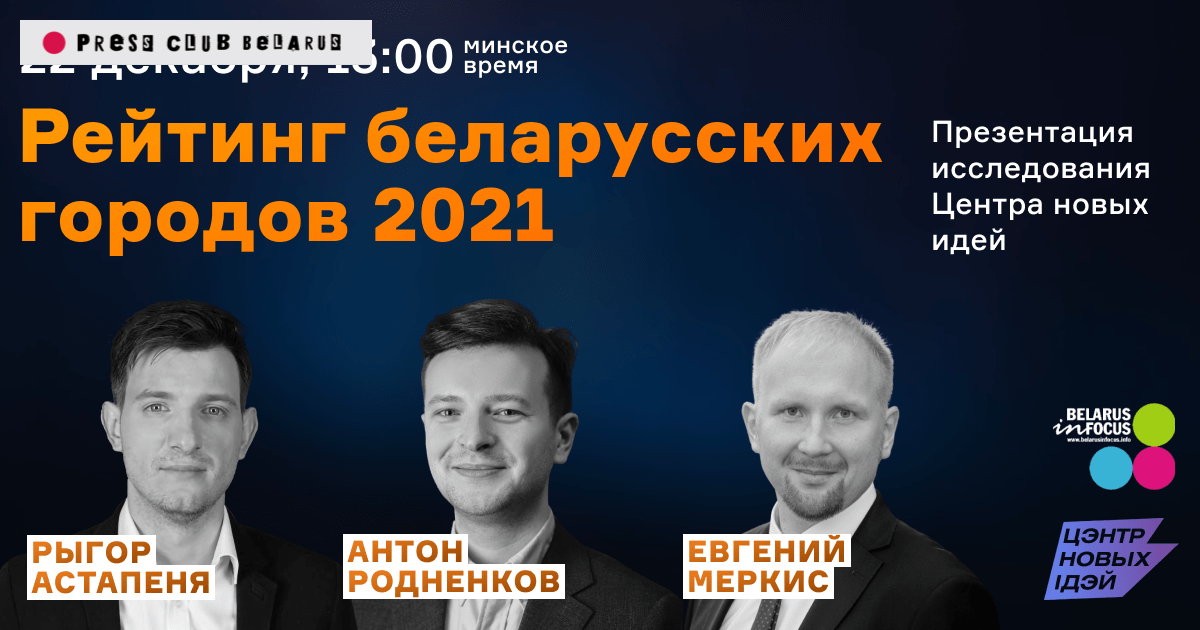 Рейтинг беларусских городов 2021. Презентация исследования